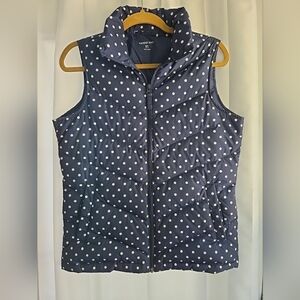 Lands' End Ladies Blue and White Polka Dot Quilted Vest Size Small